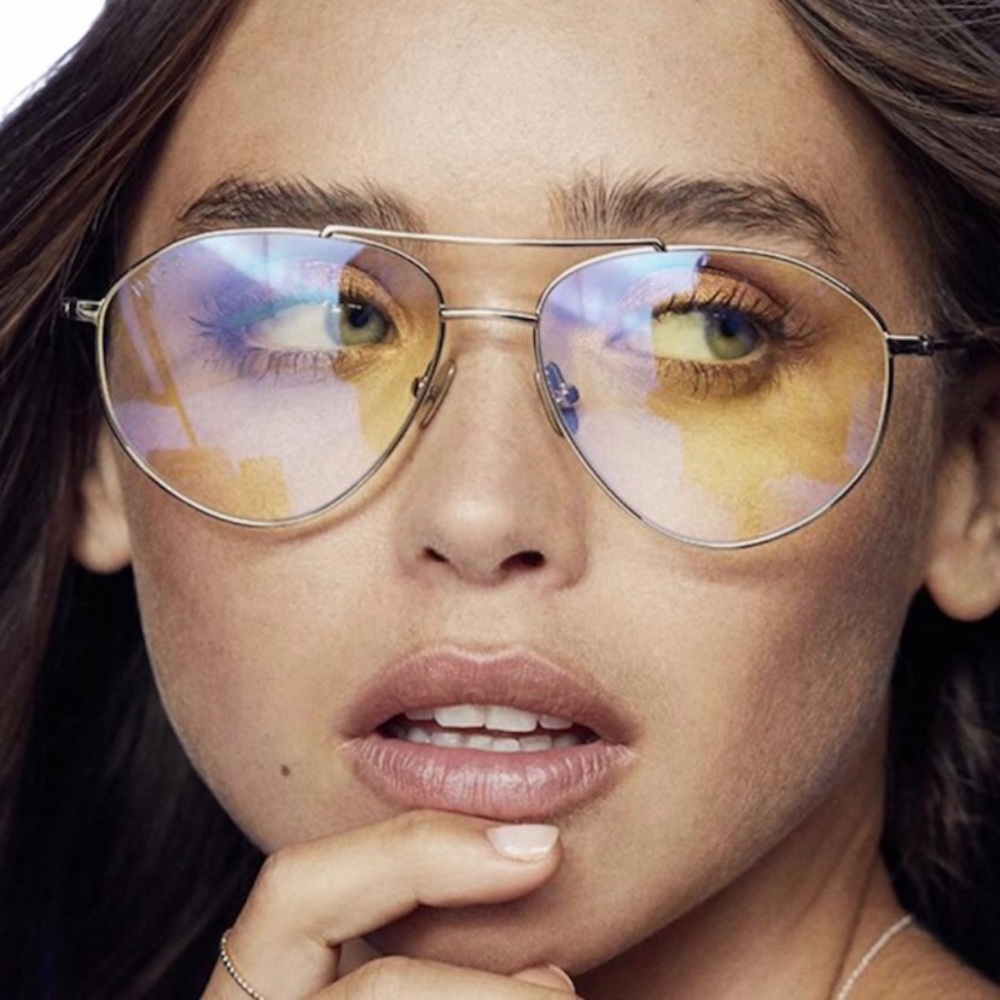 Diff Eyewear Aviator Sunglasses with Yellow-Tinted Lenses and Silver Frame - Picture 3 of 4